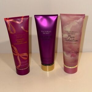 Victoria Secret Lotions Candied Berry Wonderland, Cashmere Fleur,Pure Seduction